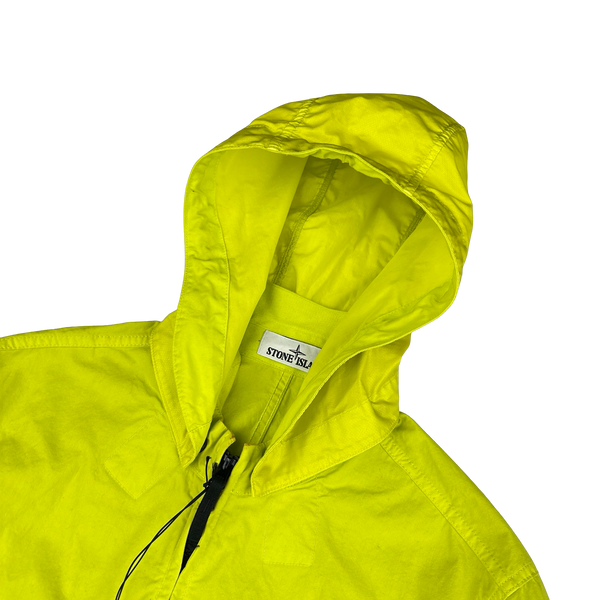 Stone Island 2021 Neon Yellow Cotton Cordura Hooded Jacket -Medium