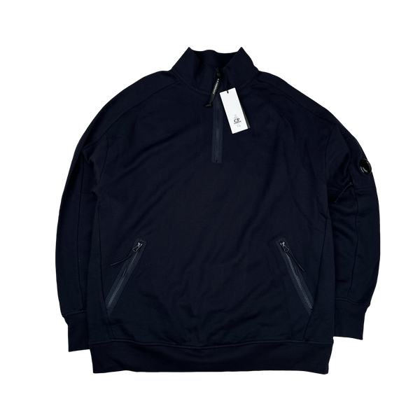 CP Company Navy Cotton Lens Viewer Quarter Zip Pullover - 3XL