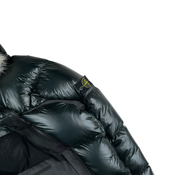 Stone Island 2017 Dark Green Pertex Quantum Fur Hood Puffer Jacket - XXL