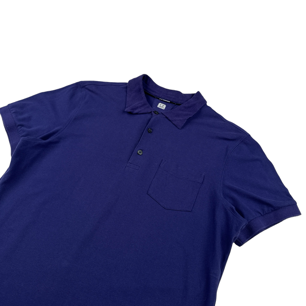 CP Company Blue Cotton Short Sleeve Polo - Large