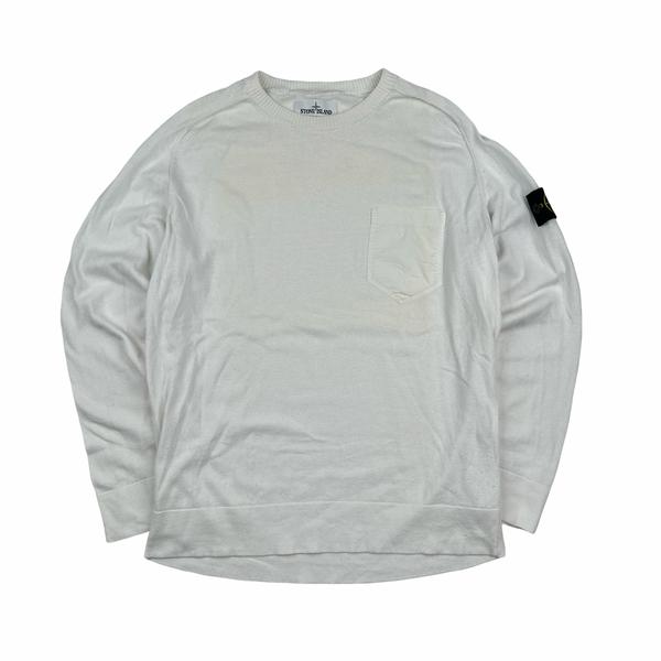 Stone Island White Cotton Crewneck - XL