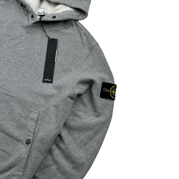 Stone Island 2023 Grey Cotton Fleece Hoodie Jumper - Small