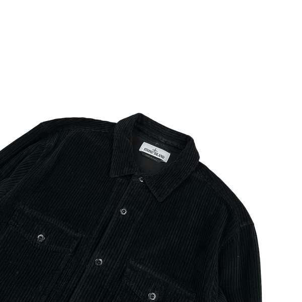 Stone Island 2021 Black Corduroy Overshirt - Large