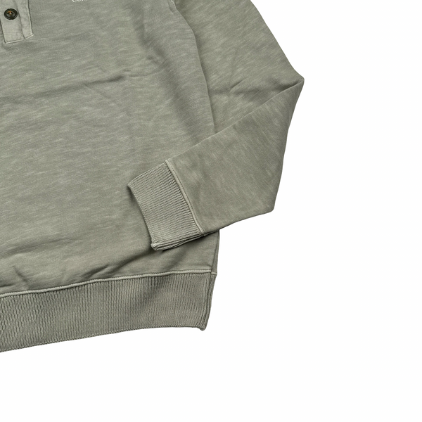 CP Company Pale Green Quarter Buttoned Jumper - Large