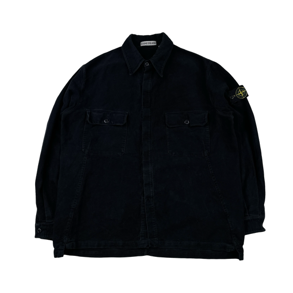 Stone Island Vintage Navy 1998 Moleskin Cotton Overshirt - Large