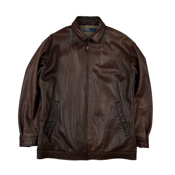 Ralph Lauren Brown Heavyweight Leather Jacket - Large
