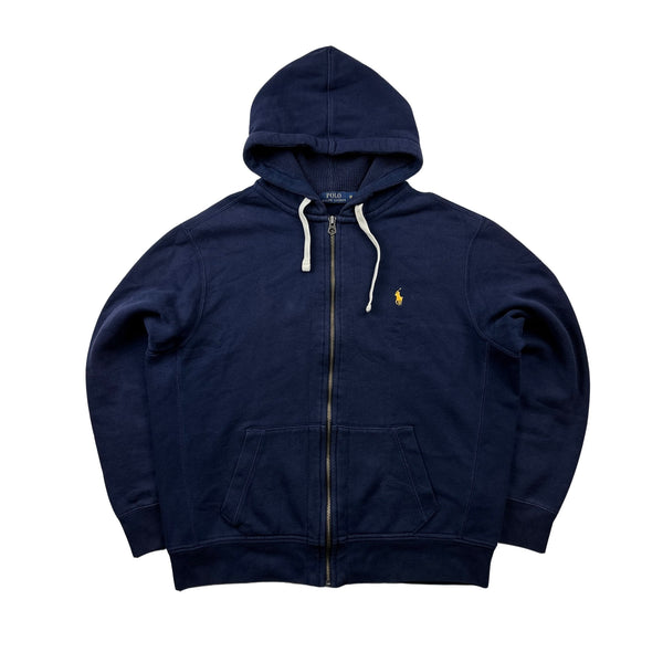 Ralph Lauren Navy Thick Cotton Zipped Hoodie - XL