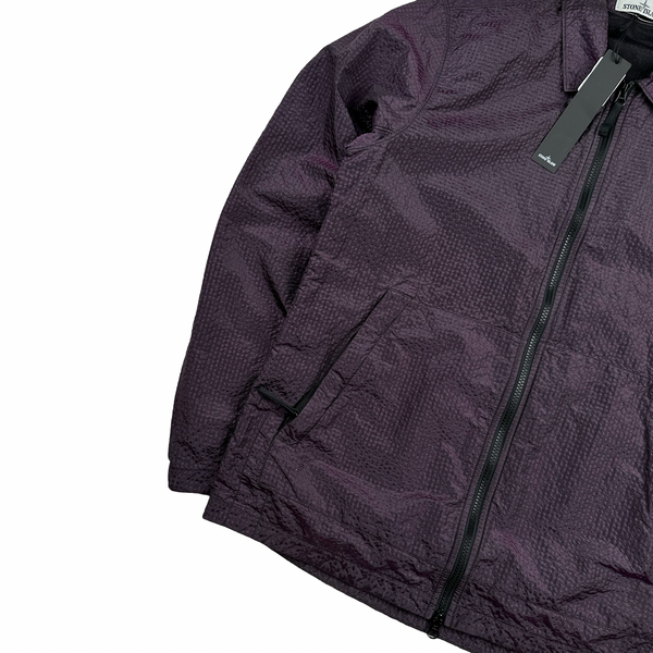 Stone Island Seersucker Purple Nylon Overshirt - Large