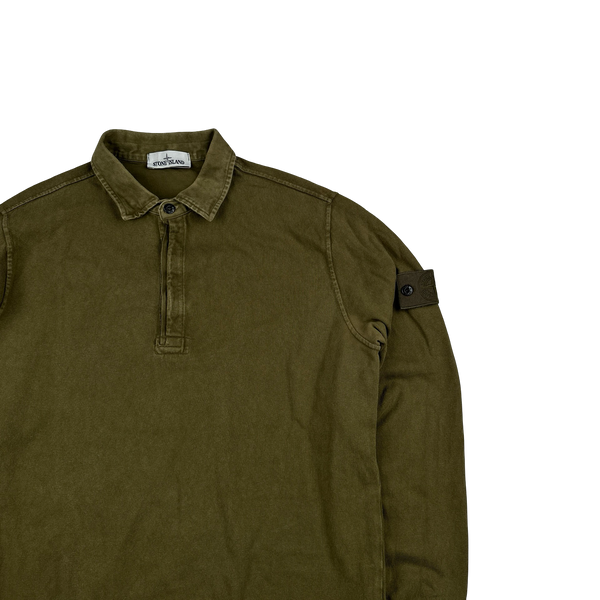 Stone Island 2015 Khaki Ghost Piece Cotton Pullover Collared Polo - XL