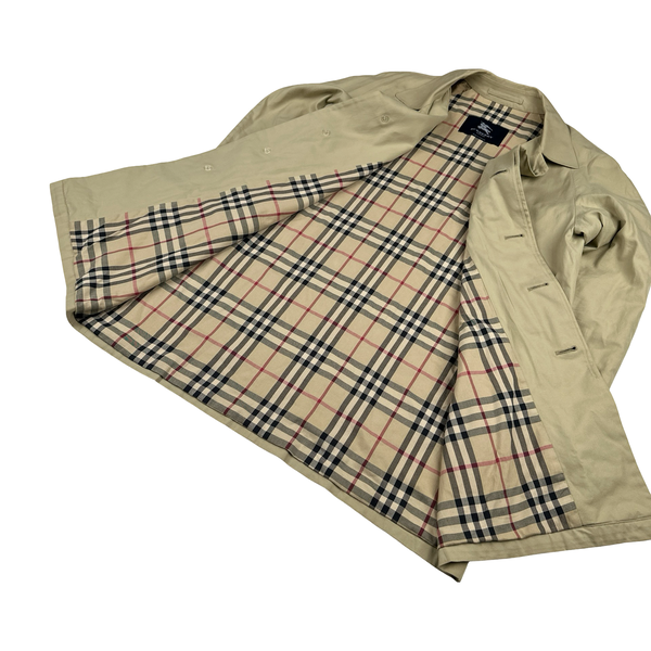 Burberry Nova Check Lined Tan Trench Coat - Large