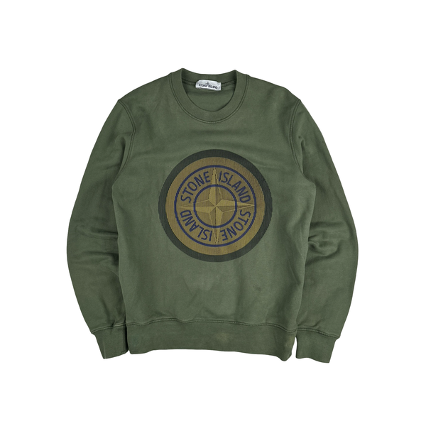 Stone Island 2021 Green 3D Rubber Logo Sweatshirt - Small