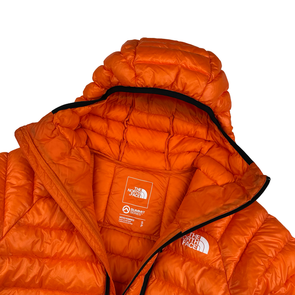 North Face Orange Breithorn Summit Series 800 Down Hooded Puffer Jacket - Small