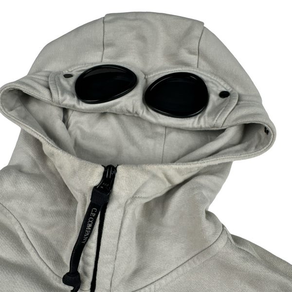CP Company Grey Cotton Goggle Hoodie - Small