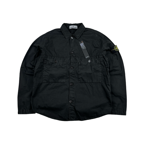 Stone Island 2021 Black Cotton Buttoned Overshirt - Small