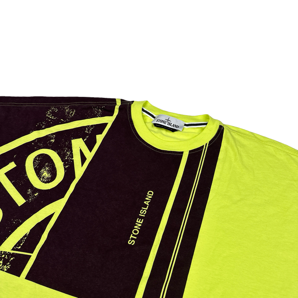 Stone Island 2022 Neon Painted Graphic Compass T Shirt - Small