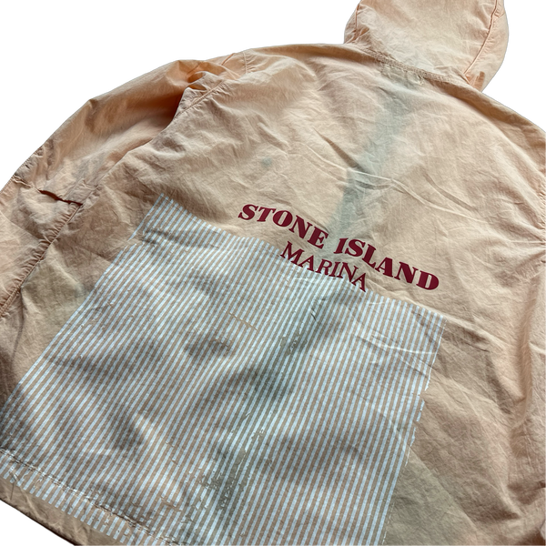 Stone Island Pink 50 Fili Folded Marina Print Hooded Jacket - Medium