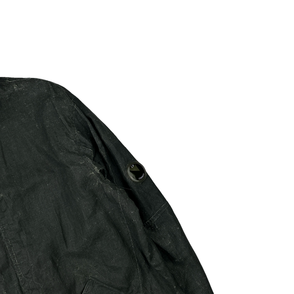 CP Company Khaki Plated Linen Lens Viewer Jacket - Large