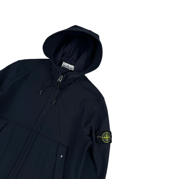 Stone Island 2020 Navy Soft Shell Hooded Jacket - Medium