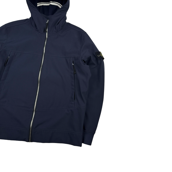 Stone Island Navy Soft Shell E Dye Hooded Jacket - XL