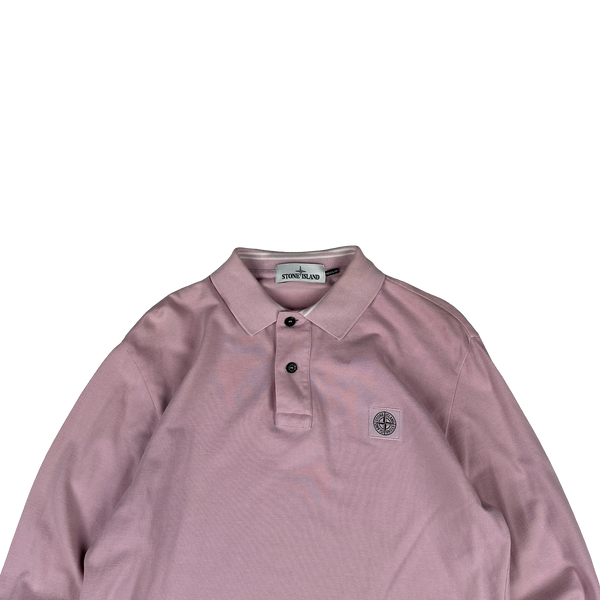 Stone Island Pink Cotton Long Sleeve Polo Shirt - Medium