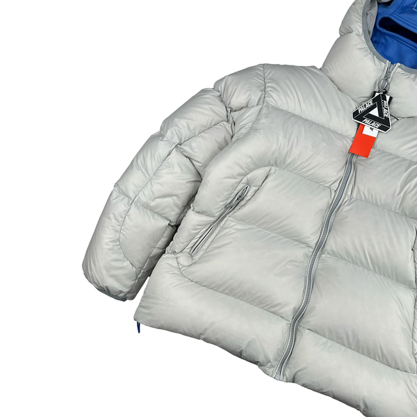 Palace 2024 White Matte Pertex Down Filled Blue Balaclava Puffer Jacket - Medium