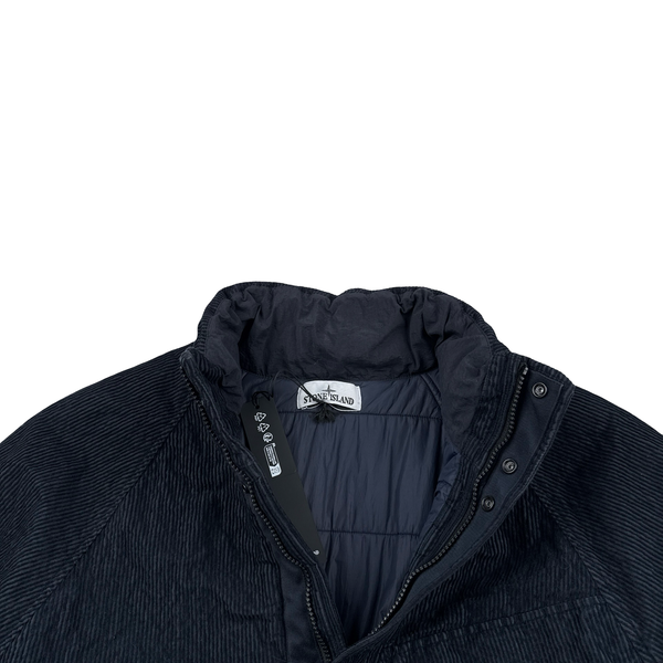 Stone Island 2025 Navy Wrinkled Corduroy 500 TC Quilted Jacket - Large