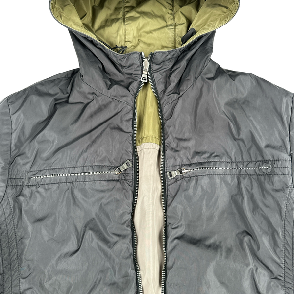 Prada Grey/Khaki Red Tab Reversible Nylon Windbreaker Jacket - Large