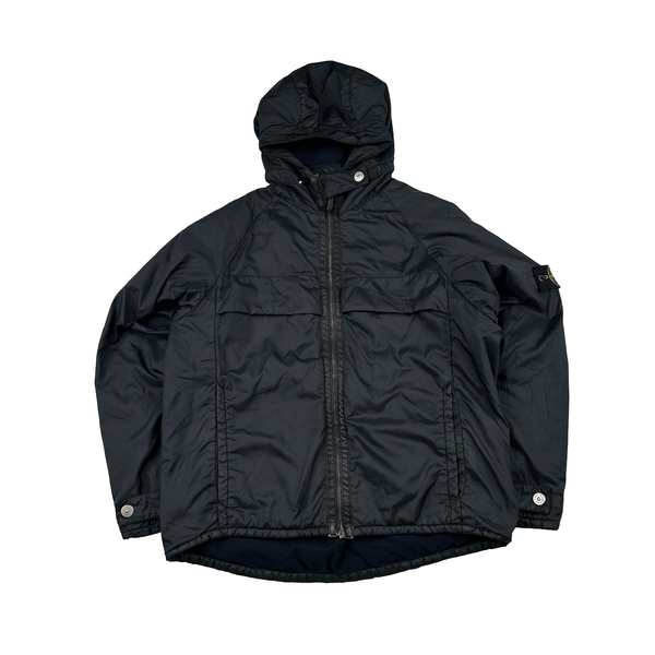 Stone Island 2000 Black Vintage Fleece Lined Nylon Jacket - Medium