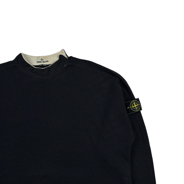 Stone Island 1996 Vintage Navy Wool Mock Neck Pullover Jumper - XL