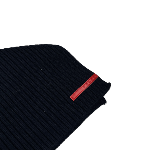 Prada Tab Navy Wool Scarf