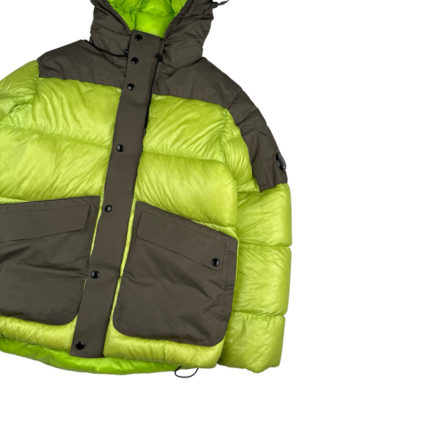 CP Company Neon/Khaki DD Shell Lens View Puffer Jacket - Large