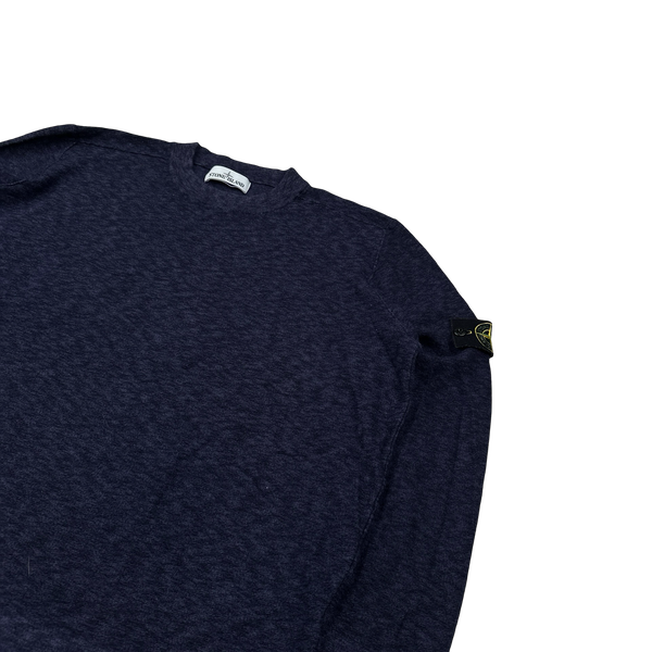 Stone Island Navy Fine Knit Marl Jumper - Small
