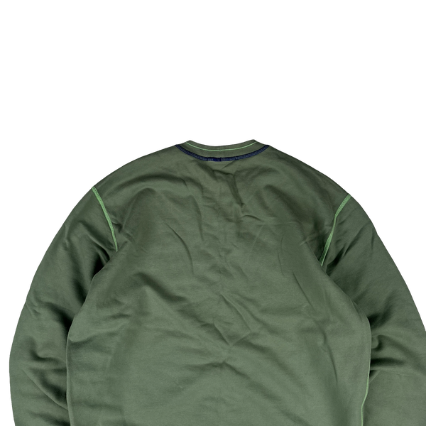 Stone Island 2023 Sage Green Contrast Stitch Compass Cotton Crewneck - Medium