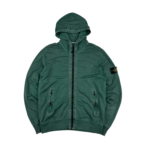 Stone Island 2013 Emerald Green Cotton Zipped Hoodie - Large
