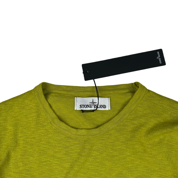 Stone Island 2015 Chartreuse Cotton Knitted Crewneck Jumper - Small