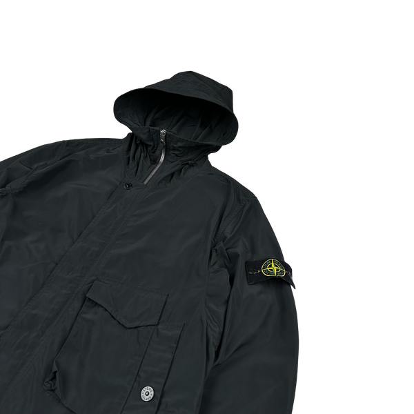 Stone Island 2021 Black Micro Reps Long Jacket - Small