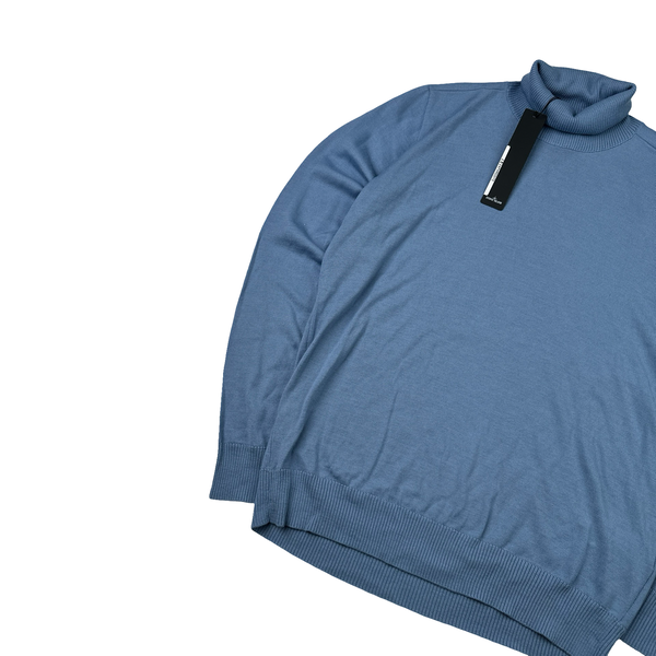 Stone Island 2022 Blue Roll Neck Knit Jumper - Large