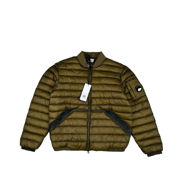 CP Company Khaki DD Shell Collar Puffer Bomber Jacket - Small