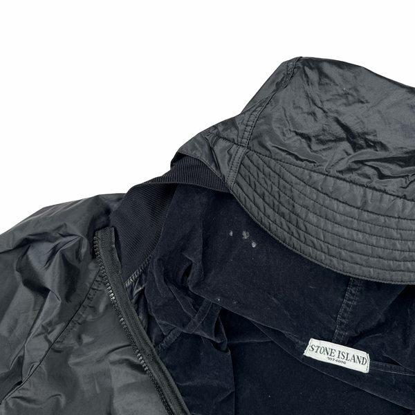 Stone Island 2007 Black Nylon Metal Hooded Jacket - Medium