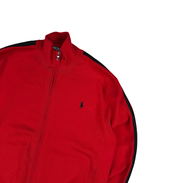 Ralph Lauren Red Cotton Blend Knit Zipped Jumper - Large