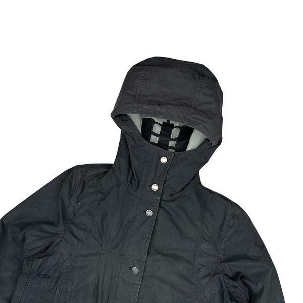CP Company Black Long Hooded Cotton Blend Jacket - Small