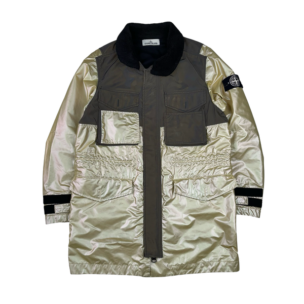 Stone Island 2018 Yellow Iridescent Coating Tela Reflex Mat 3 in 1 Iridescent Reflex Parka Jacket - Small