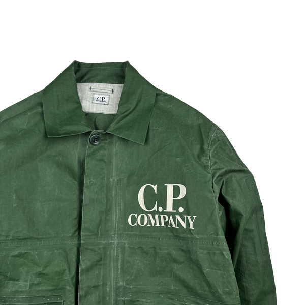 CP Company Green TOOB Two Spellout Collared Jacket - Large