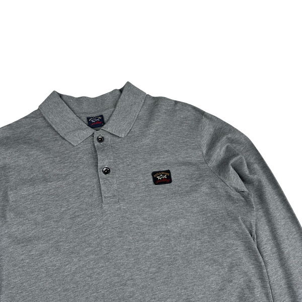 Paul & Shark Grey Long Sleeve Polo - Medium