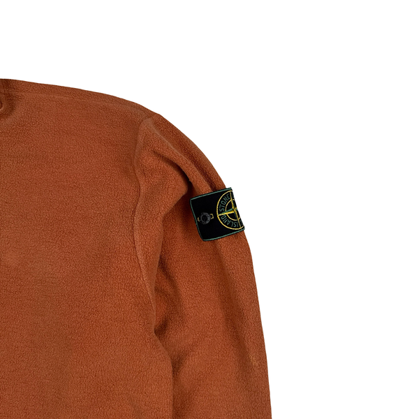Stone Island Vintage 1994 Orange Quater Zip Green Edge Wool Blend Jumper - Large