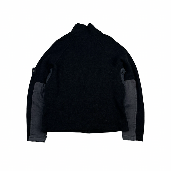 Stone Island 2003 Black Chest Pockets Zipped Knitted Jumper - XL