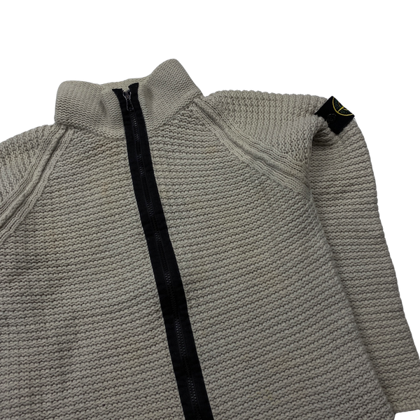 Stone Island Wool Beige Zipped Cardigan Jumper - XS