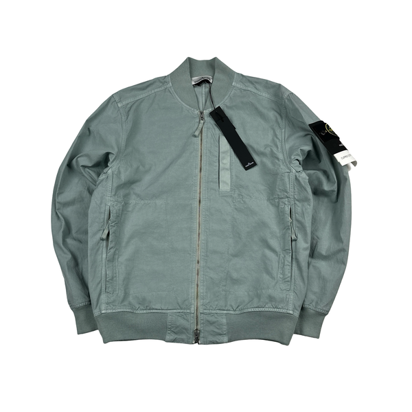 Stone Island 2023 Baby Blue Cupro Cotton Twill-TC Bomber Jacket - Small - XL