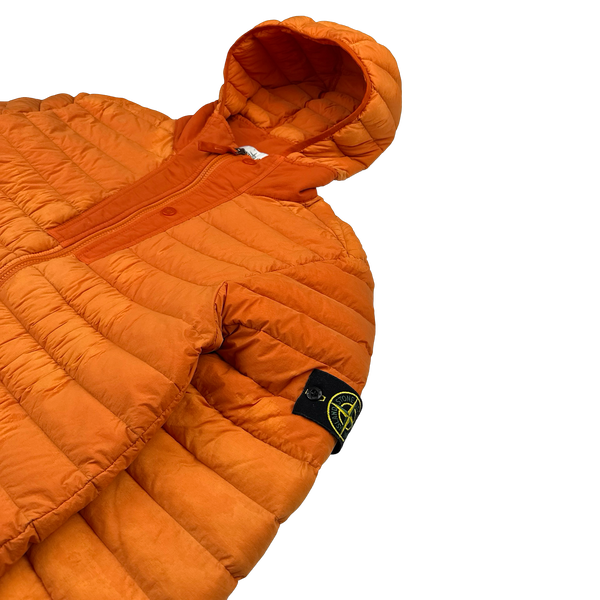 Stone Island 2019 Orange Loom Woven Down Puffer Jacket - Large