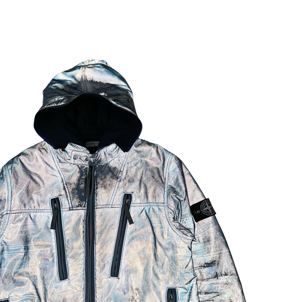 Stone Island 2010 Blue Liquid Reflective Jacket - Large